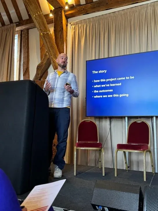 James Turnbull presenting to a pharma team